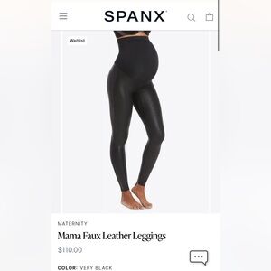 Spanx Maternity Faux Leather Leggings